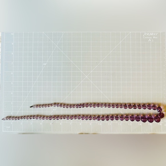 Vintage Art Deco Amethyst Czech Glass Bead Necklace 💜 - Picture 6 of 17